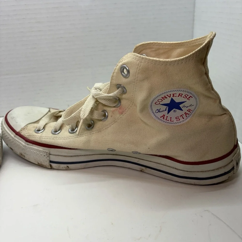 Vintage Converse Mens 10 Wo 12 White Faded Y2K Lace Grunge High Top Chuck Taylor - Picture 5 of 11